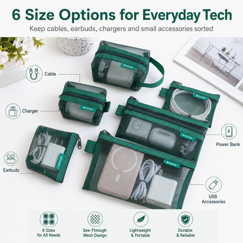 6PCS Mesh Tech Organizer Çanta - Office Tech Backpack incelemesi ve fiyatı